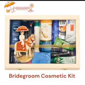 premium 21 items groom cosmetic kit in pine wood box