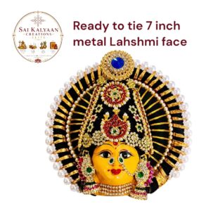 ready to tie 7 inch metal lakshmi face for kalasam decoration